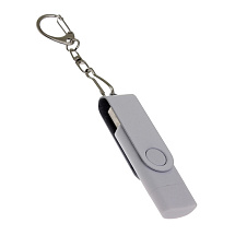 USB-флешка на 64 Гб 2 в 1 поворотный механизм, c дополнительным разъемом Type-C с одноцветным металлическим клипом, белый