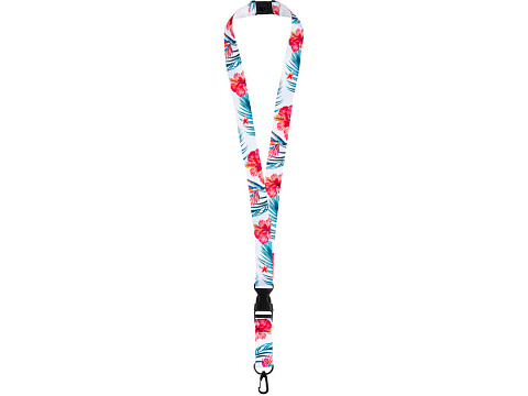 Ланъярд 2 см под сублимацию с карабином, межуровневым замком и замком обрыва, черный - рис 2.