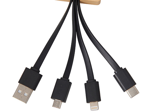 Кабель 3-в-1 с подсветкой лого Reedia S6, бамбук, черный - рис 3.