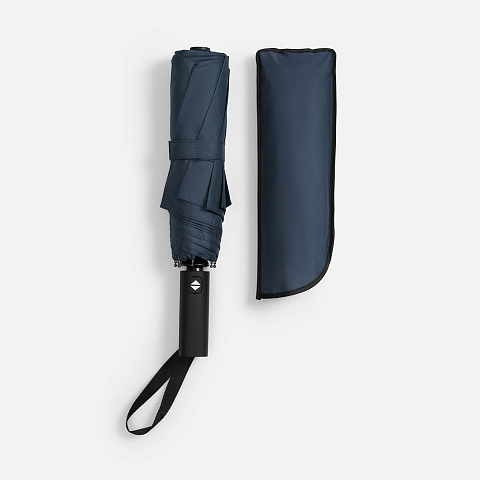 Зонт складной Smooth Move с плавным закрытием, темно-синий - рис 5.