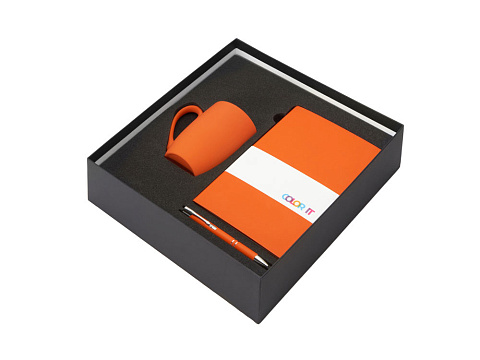 Подарочный набор с блокнотом С2, металлической ручкой и кружкой, оранжевый - рис 2.