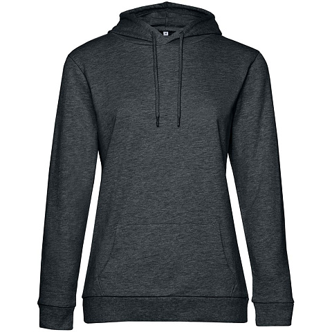 Толстовка с капюшоном женская Hoodie, серый меланж (антрацит) - рис 2.