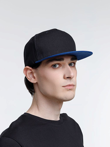 Бейсболка Foreside с прямым козырьком, черная с синим - рис 6.