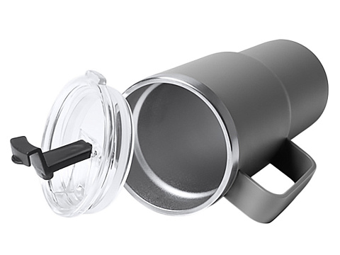 Термокружка Кенчер с двойными стенками из нержавеющей стали 304 и полипропилена, серый - рис 2.