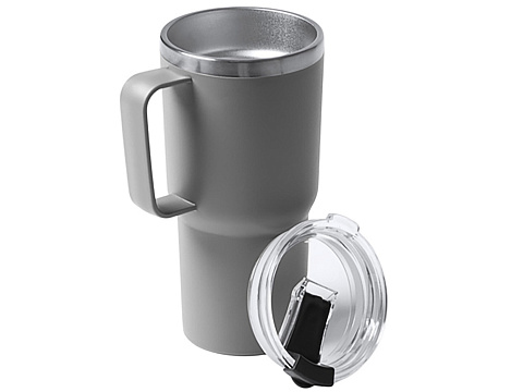 Термокружка Кенчер с двойными стенками из нержавеющей стали 304 и полипропилена, серый - рис 4.