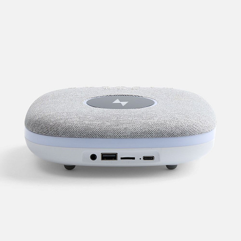 Bluetooth колонка с беспроводной зарядкой и подсветкой Terrafonic, серая - рис 5.