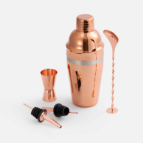 Набор для приготовления коктейлей Pourpour, медный с серебристой линией - рис 2.