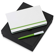 Подарочный набор Jacque white 2.0. с ручкой и блокнотом, зеленое яблоко
