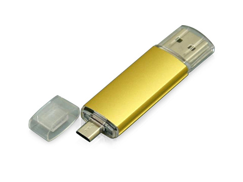 USB-флешка на 16 Гб.c дополнительным разъемом Micro USB, золотой - рис 2.