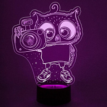 3D светильник Совенок с фотоаппаратом