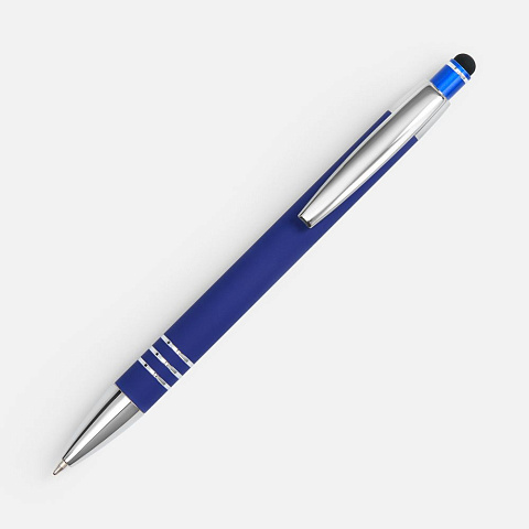Ручка шариковая Sansen Soft Touch со стилусом, синяя - рис 4.