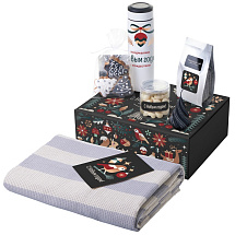 Подарочный набор c пледом, термосом, свечой и миндалем, белый