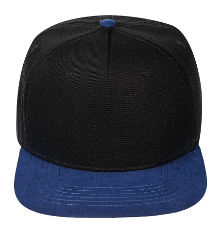 Бейсболка Foreside с прямым козырьком, черная с синим - рис 4.