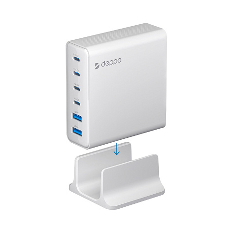 Зарядная станция 4xUSB Type-C, 2xUSB, PD, QC, 160Вт, белый, Deppa - рис 2.