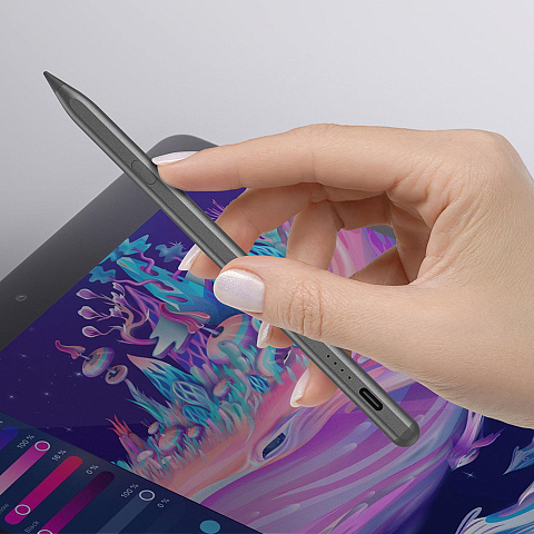Стилус активный Magic Pencil Pro для iPad, графит, Deppa - рис 3.