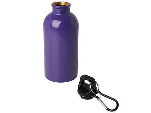 Одностенная бутылка для воды с карабином Oregon, изготовленная из нержавеющей стали, сертифицированной по стандарту RCS, объемом 400 мл - Пурпурный - рис 3.