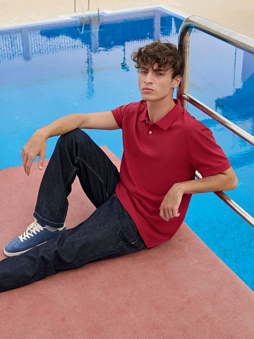 Рубашка поло унисекс Pacific, красная - рис 8.