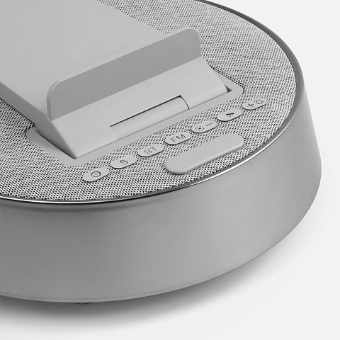 Bluetooth-колонка с беспроводной зарядкой и часами netEnergy, серая - рис 9.