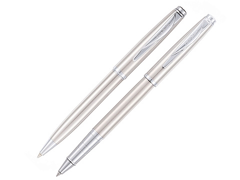 Набор Pierre Cardin PEN&PEN: ручка шариковая + роллер. Цвет - серебристый. Упаковка Е.