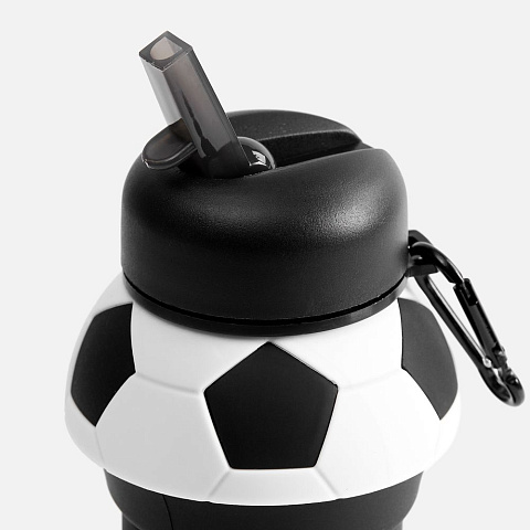 Складная бутылка для воды Football Flex, белая с черным - рис 5.