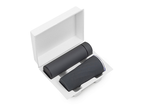 Подарочный набор FAMILY с термосом и термокружкой, серый - рис 2.