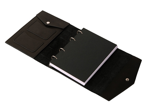 Блокнот кожаный А5 на кольцах, черный - рис 3.