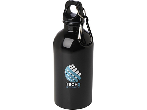 Одностенная бутылка для воды с карабином Oregon, изготовленная из нержавеющей стали, сертифицированной по стандарту RCS, объемом 400 мл - сплошной черный - рис 4.