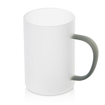 Стеклянная матовая кружка Акцент с цветной ручкой для сублимации, черный