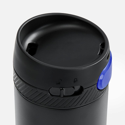 Термостакан X1 с цветной кнопкой, черный с синим - рис 4.