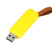 USB-флешка промо на 128 Гб прямоугольной формы, выдвижной механизм, желтый