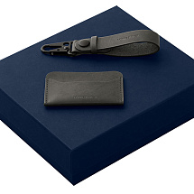 Подарочный набор Long River: картхолдер, ремешок для ключей, синяя коробка