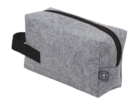 Органайзер для электроники и проводов Felt из RPET-фетра с ручкой, серый с черным - рис 4.