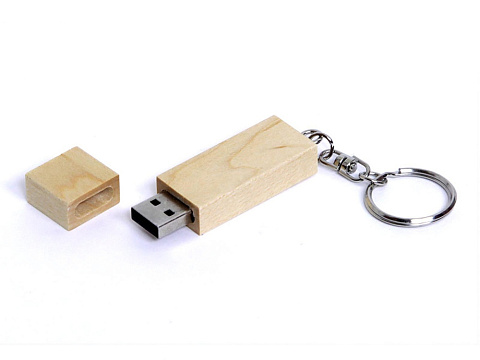 USB-флешка на 4 Гб прямоугольная форма, колпачек с магнитом, натуральный