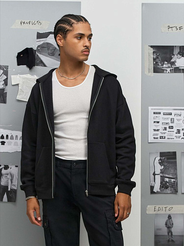 Толстовка унисекс на молнии Jelo, черная - рис 8.