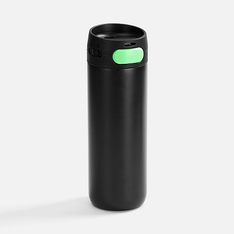 Термостакан X1 с цветной кнопкой, черный с зеленым - рис 2.