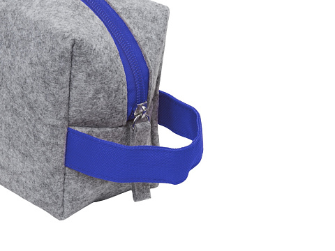 Косметичка из РПЕТ фетра с ручкой Felt, серый с синим - рис 6.