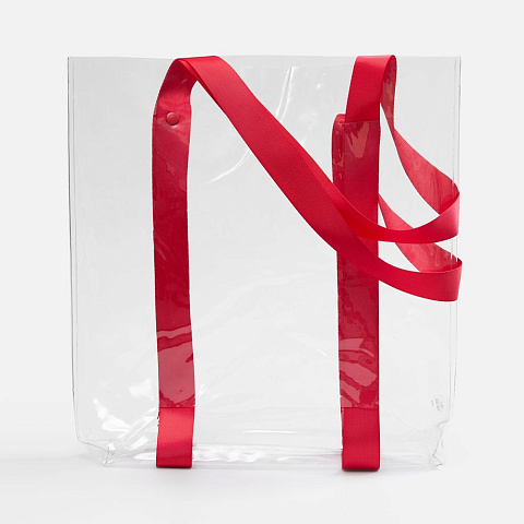 Шопер Clear Fest, ver.2, прозрачный с красными ручками - рис 3.