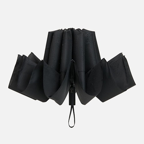 Зонт обратного сложения twoGether с двойным куполом, черный - рис 5.