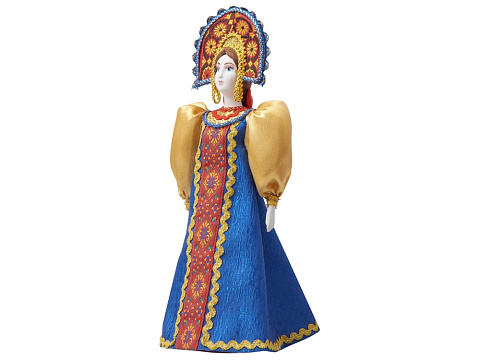 Подарочный набор: кукла фарфоровая, мед, синий - рис 13.