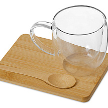 Кружка с двойными стенками на подставке с ложкой Teatrio