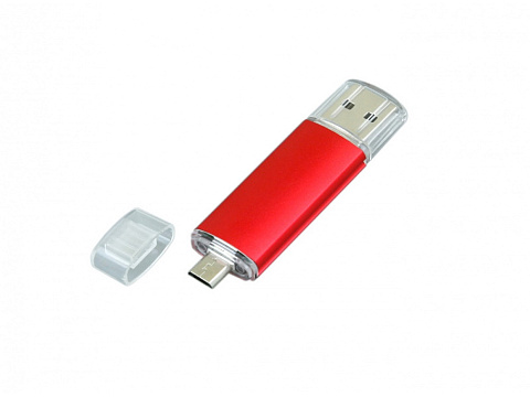 USB-флешка на 64 ГБ.c дополнительным разъемом Micro USB, красный - рис 2.