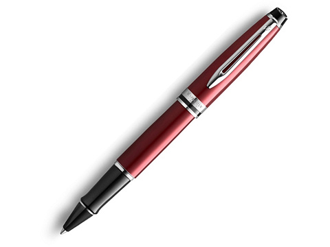 Ручка-роллер Waterman Expert Dark Red Lacquer CT Black, стержень: Fblk