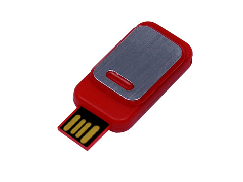 USB-флешка промо на 8 Гб прямоугольной формы, выдвижной механизм, красный