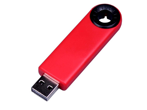 USB-флешка промо на 32 Гб прямоугольной формы, выдвижной механизм, черный