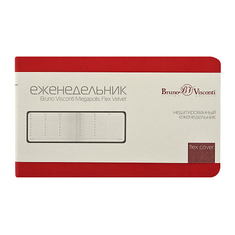 Еженедельник недатированный А6 Мегаполис Вельвет, красный - рис 4.
