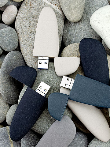 Флешка Pebble Universal, USB 3.0, серо-синяя, 32 Гб - рис 14.