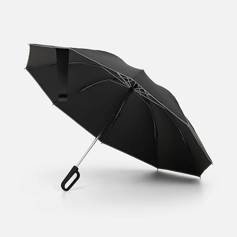 Зонт обратного сложения с ручкой-карабином Foldberry, черный