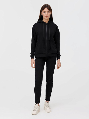 Толстовка унисекс оверсайз на молнии Zippy Terry, черная - рис 13.