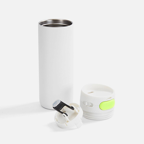 Термостакан X1 с цветной кнопкой, белый с желтым - рис 3.