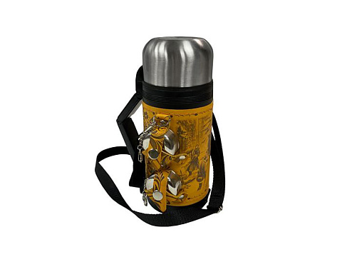 Термос в кожаном чехле, 1,2л, бордовая кожа - рис 2.